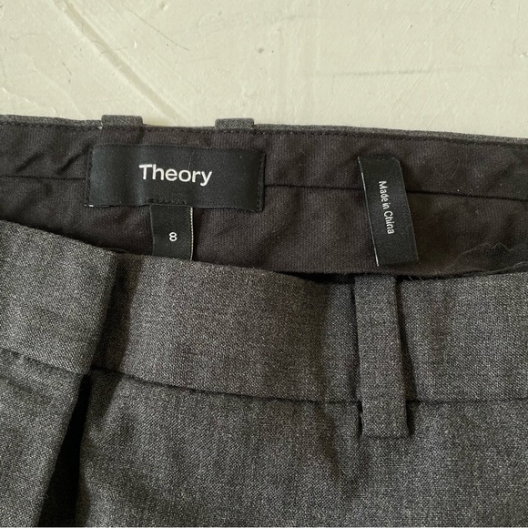 Theory Demetria Wool Blend Pants Nocturne Dark Grey Trousers Size 8 - Picture 5 of 10